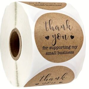 J3 Stickers 1" Thank You 500ct Kraft Labels